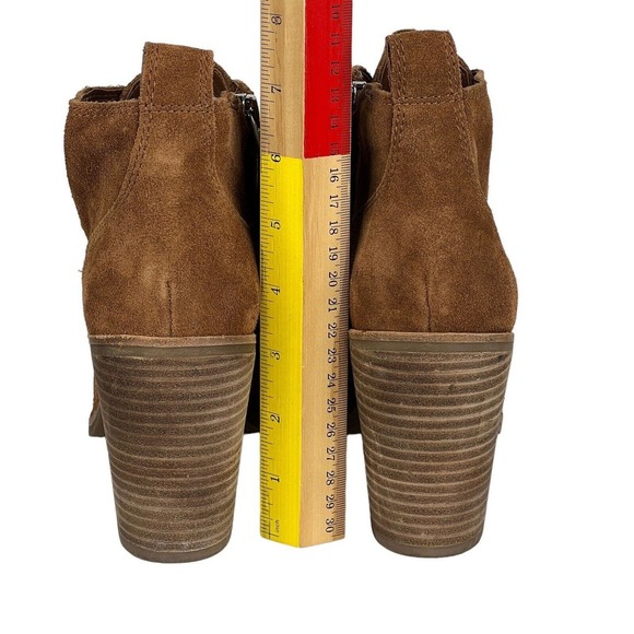 Dolce Vita Women's Sabrina 9 Suede Heeled Booties Boot Oxford Lace Up Zip Brown - Picture 5 of 10